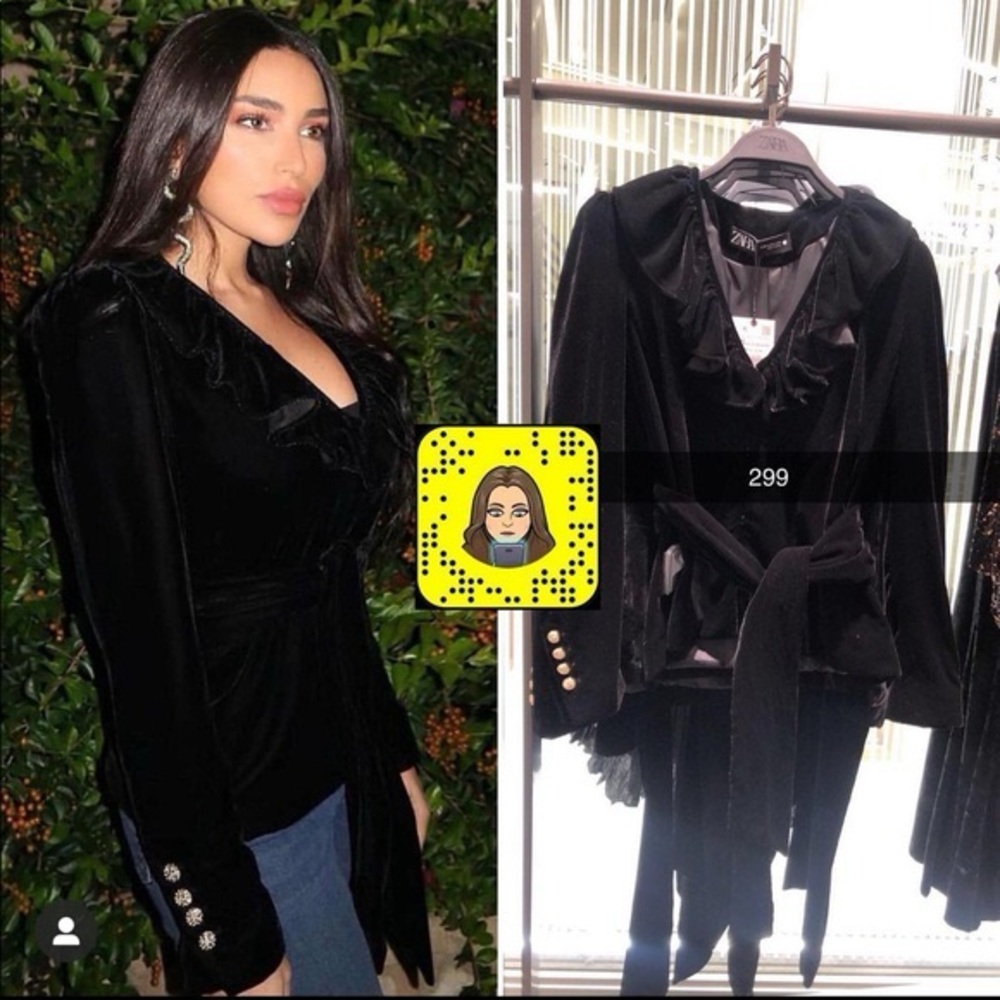 Zara Premium Velvet Ruffle Blazer Jacket S